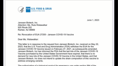 FDA 얀센 COVID-19 백신 긴급사용승인 취소