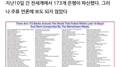 10일간 전세계 173개 은행 파산.